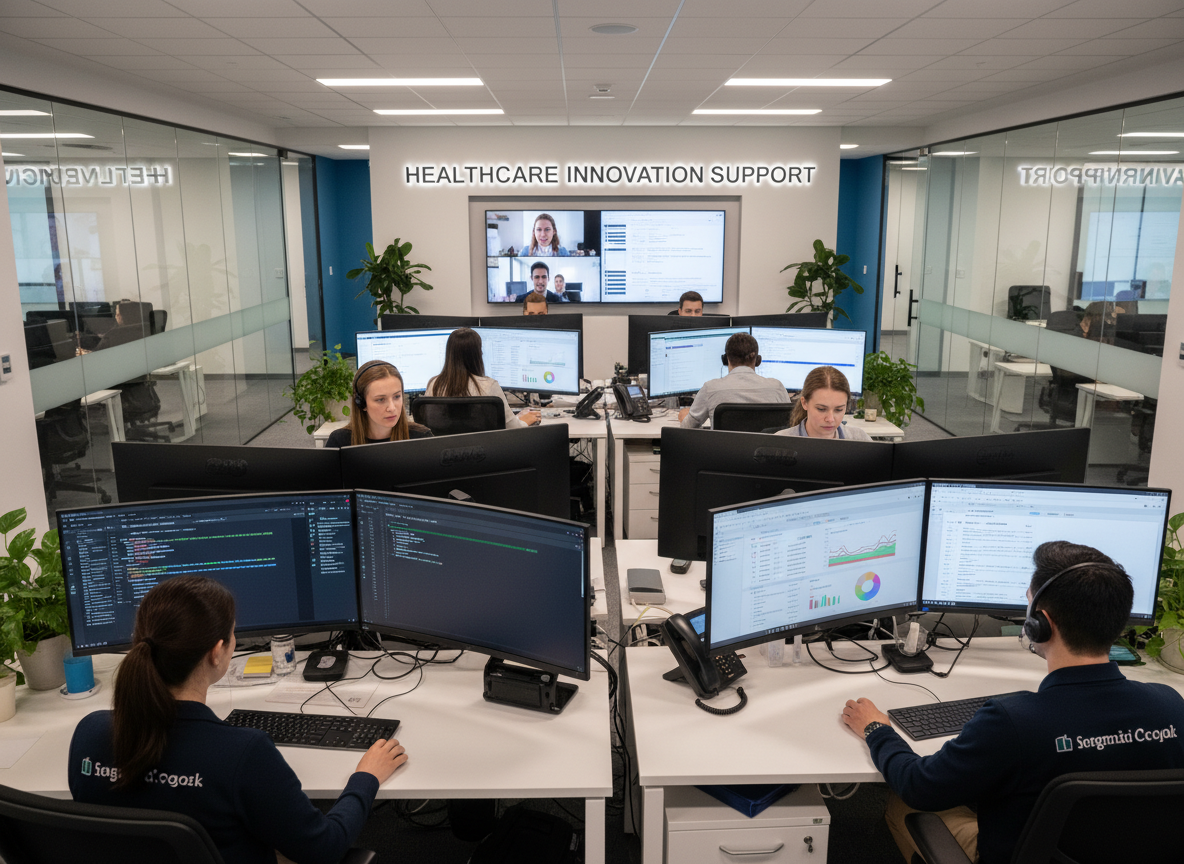 support team providing technical assistance for healthcare website