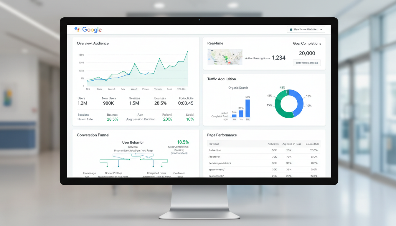 website analytics showing visitor behavior and conversion tracking