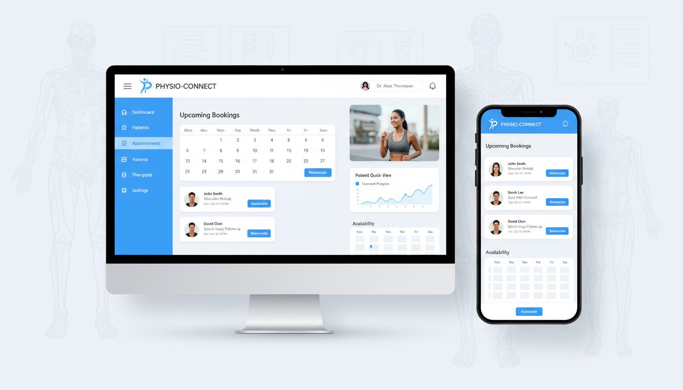 Website Development for Physios showing modern healthcare web design interface