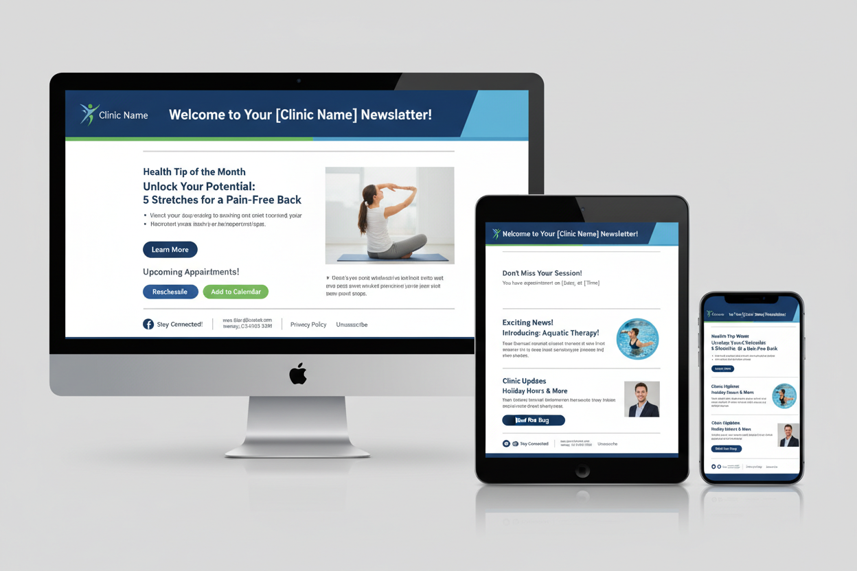 email marketing campaign for physiotherapy practice showing newsletter design