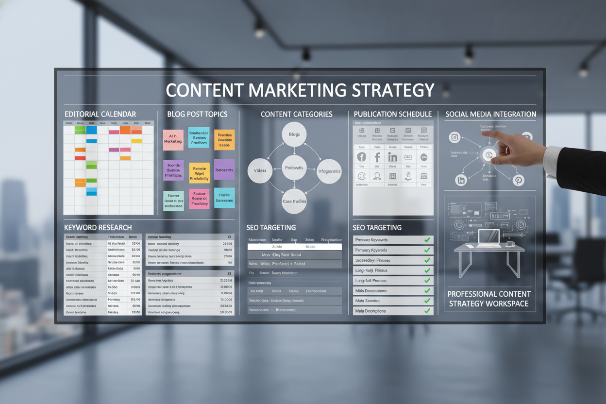 content marketing calendar showing blog topics for physiotherapy practice